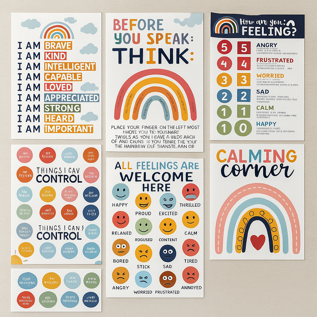 Rainbow Emotions & Calming Corner Poster Set
