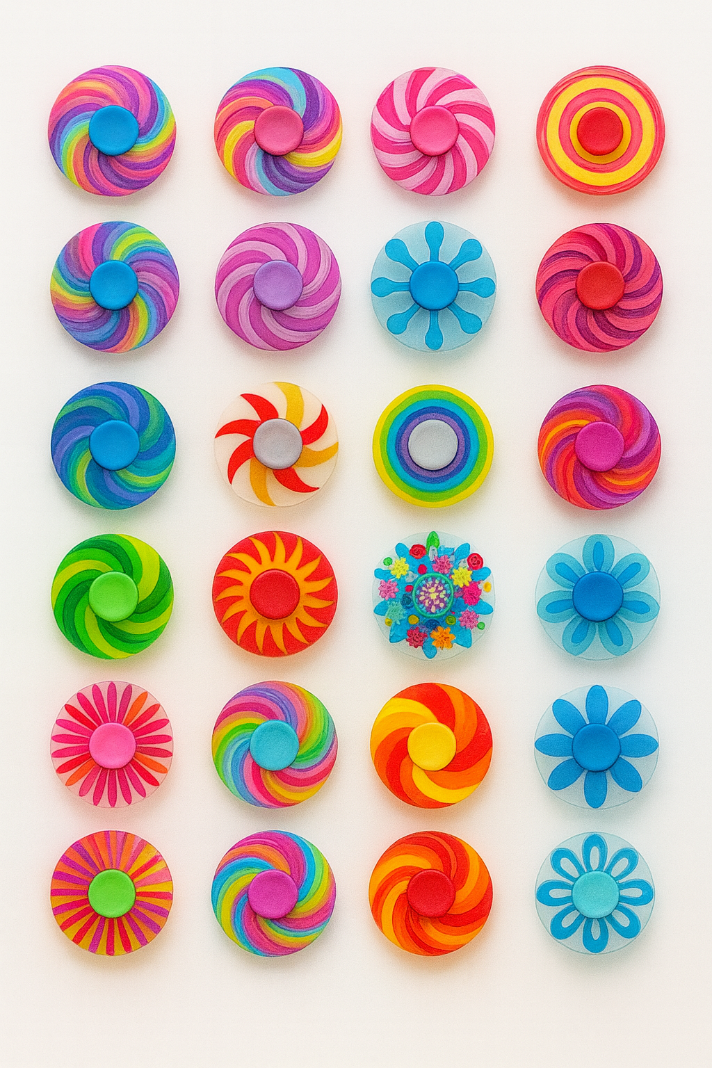 Colour Burst Fidget Spinners – Rainbow Swirl Designs