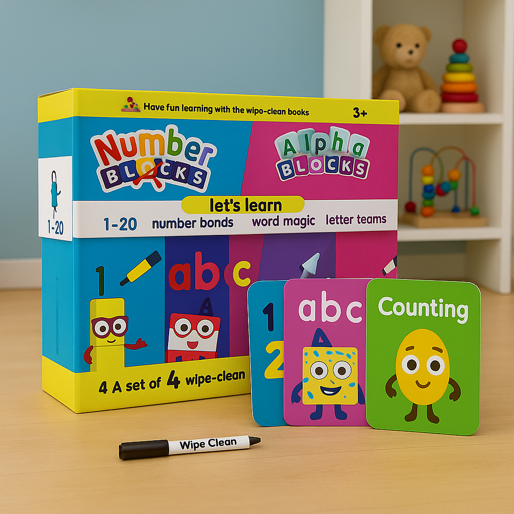 Learn Numbers 11–20 and Letters – Wipe Clean Activity Book Set (4 Book Bundle)